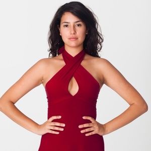 American Apparel Halter Dress, Size M, Color Red/Burgundy